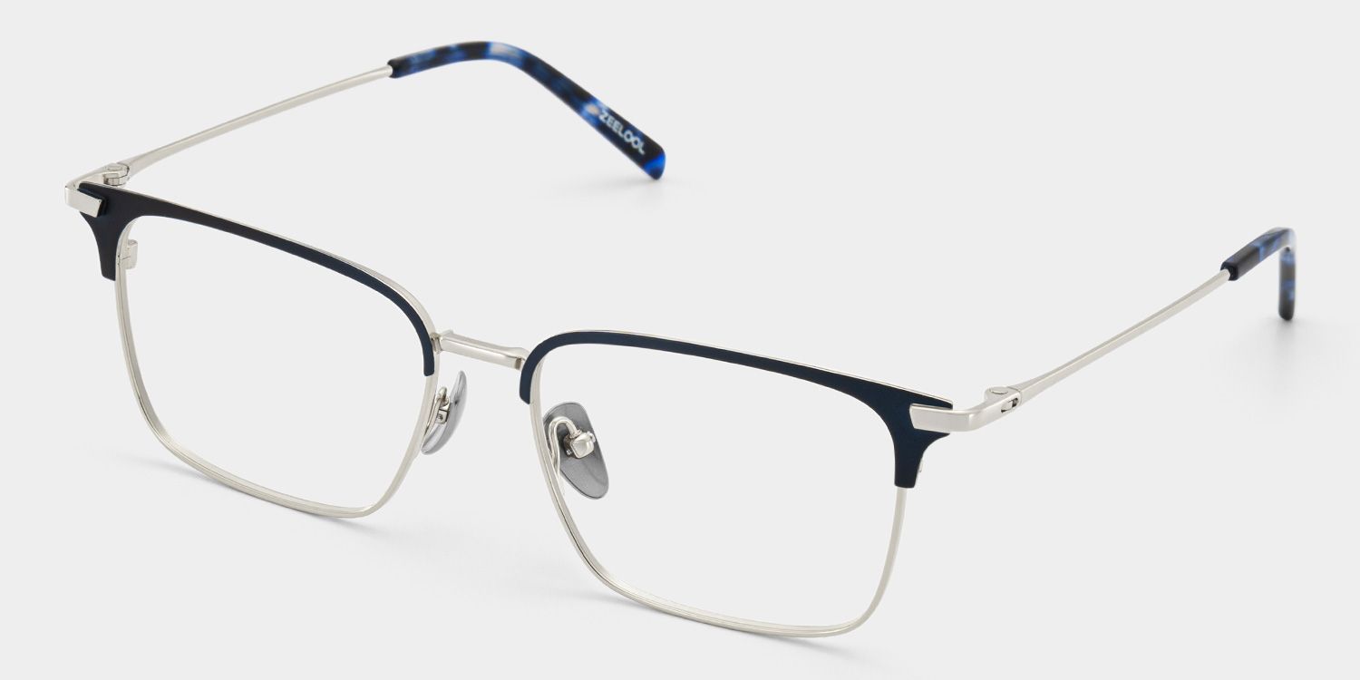 Maxwell Blue Browline Glasses Frames in Titanium for Men | ZEELOOL CANADA2