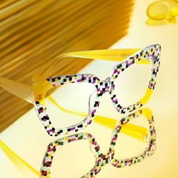 Vivian Square Multicolor Checkered Glasses5