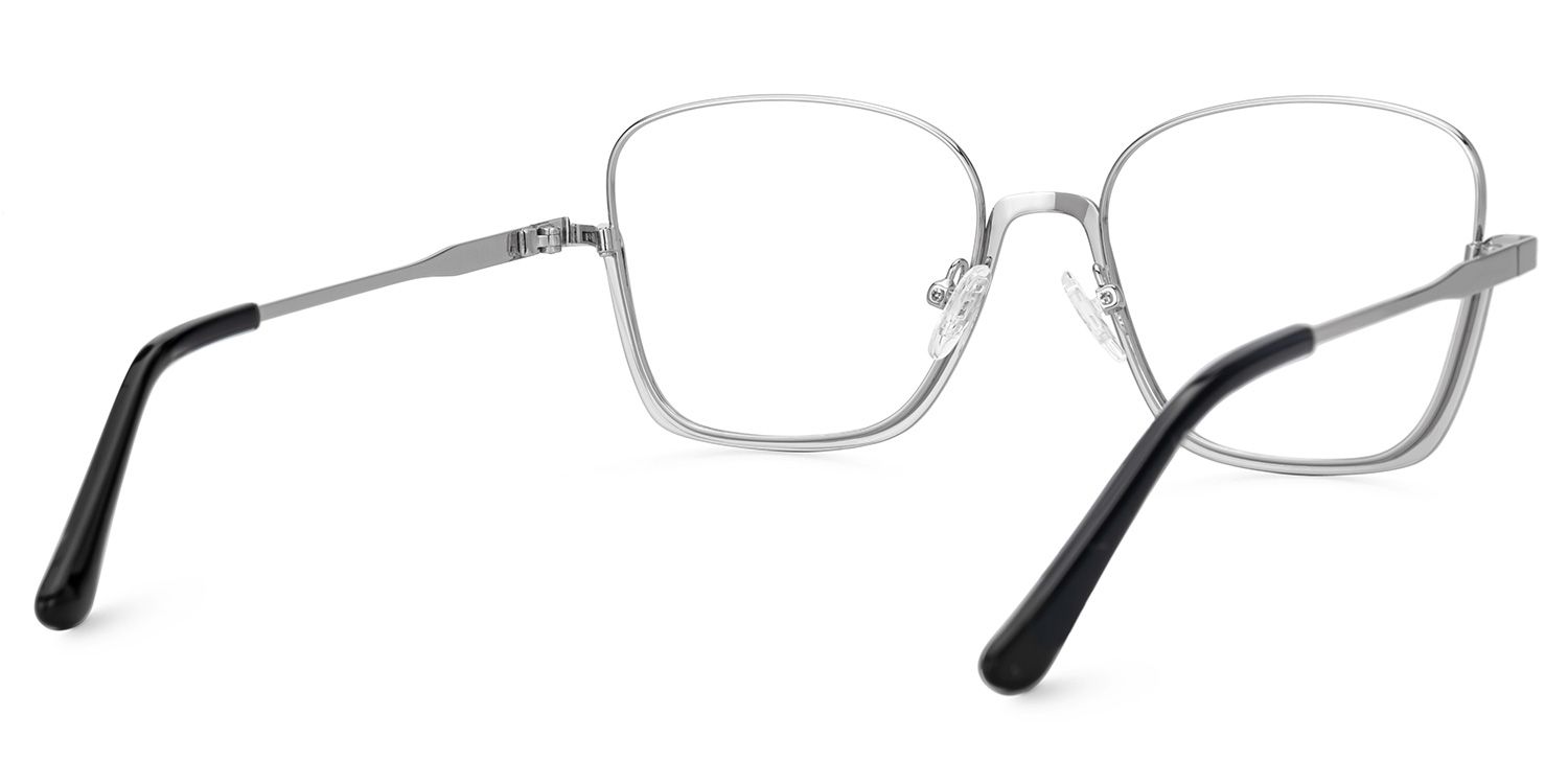 Silver Metal Square Eyeglasses- Malidy3