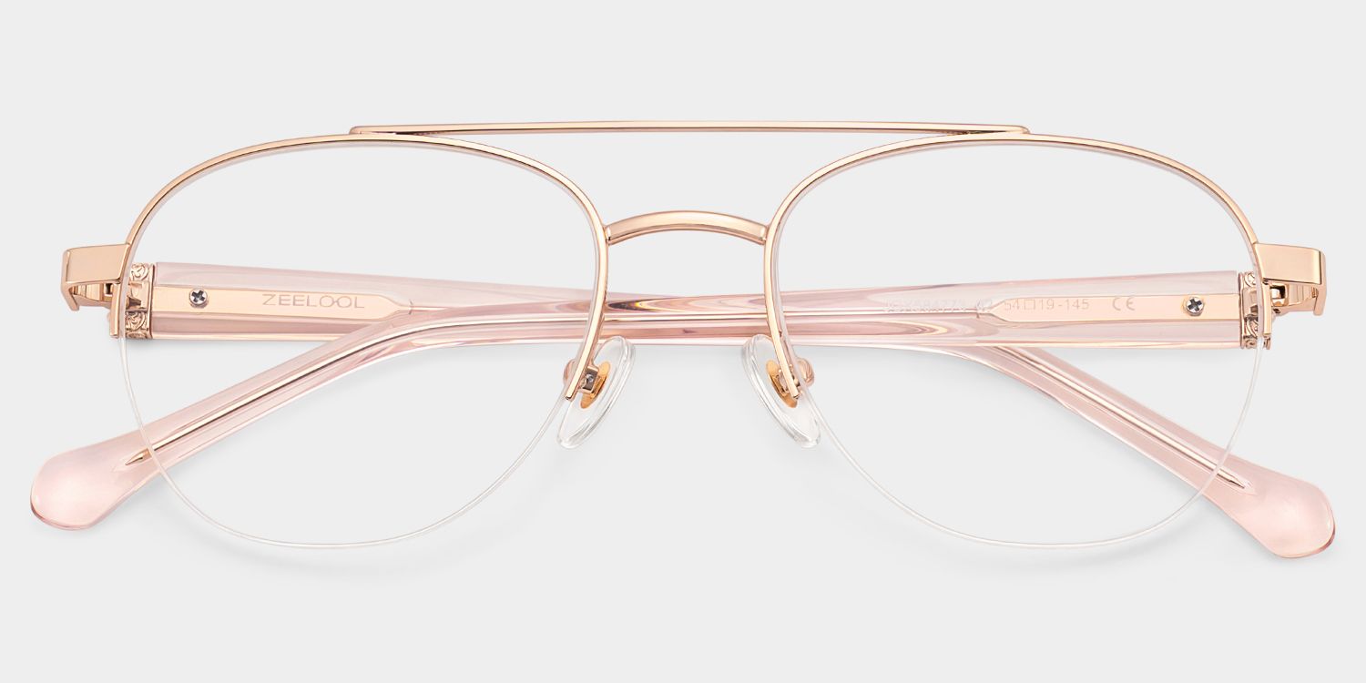 Emily Rose Gold Frame Glasses with Aviator Frame Online | ZEELOOL1
