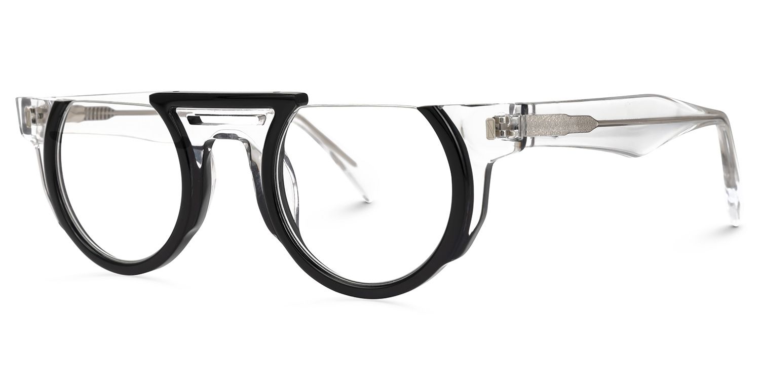 Mastin Round Black Eyeglasses and Half Frames1