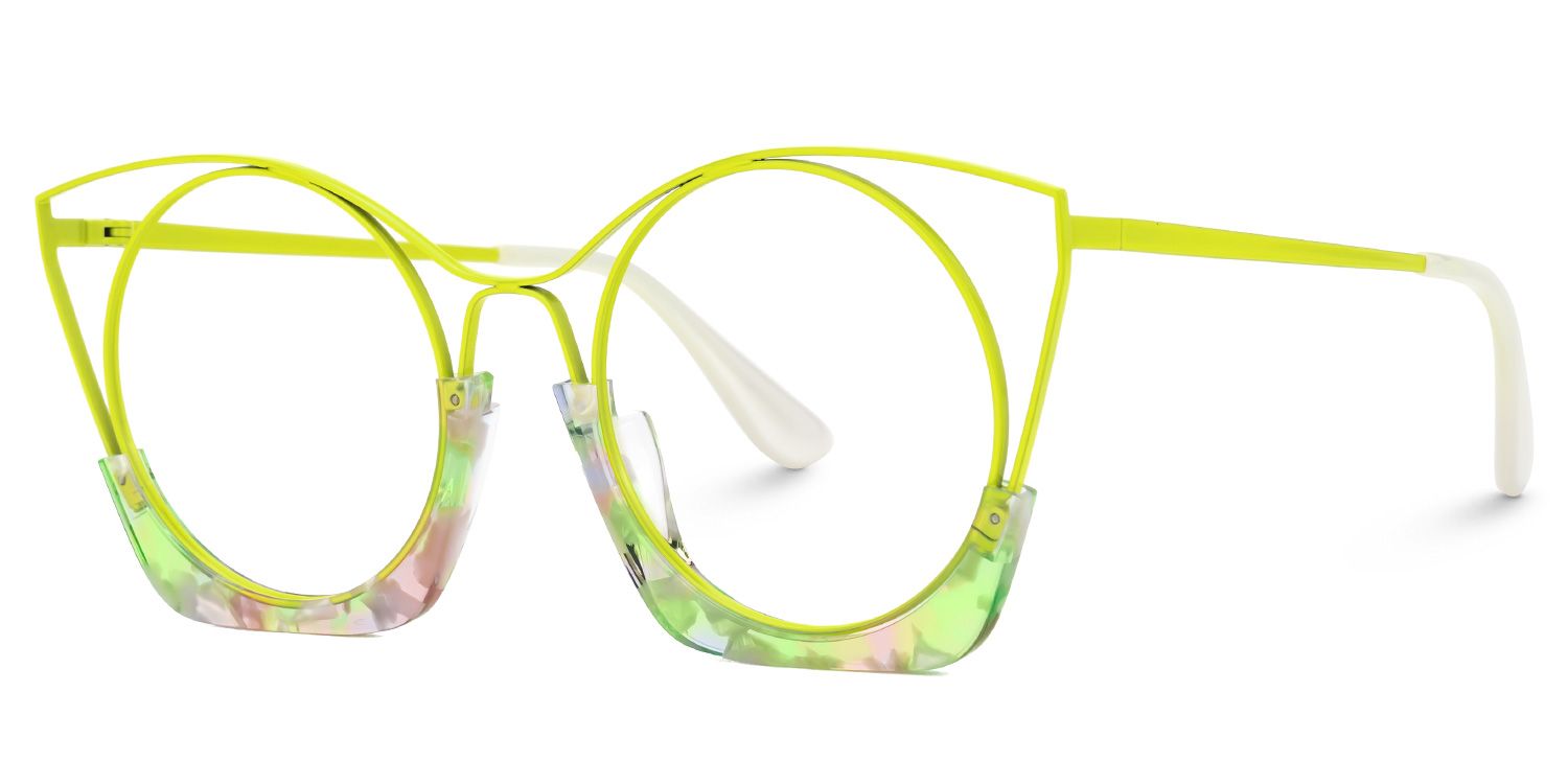 Designer Barbara Lime Green Cat Eye Glasses | ZEELOOL Canada1