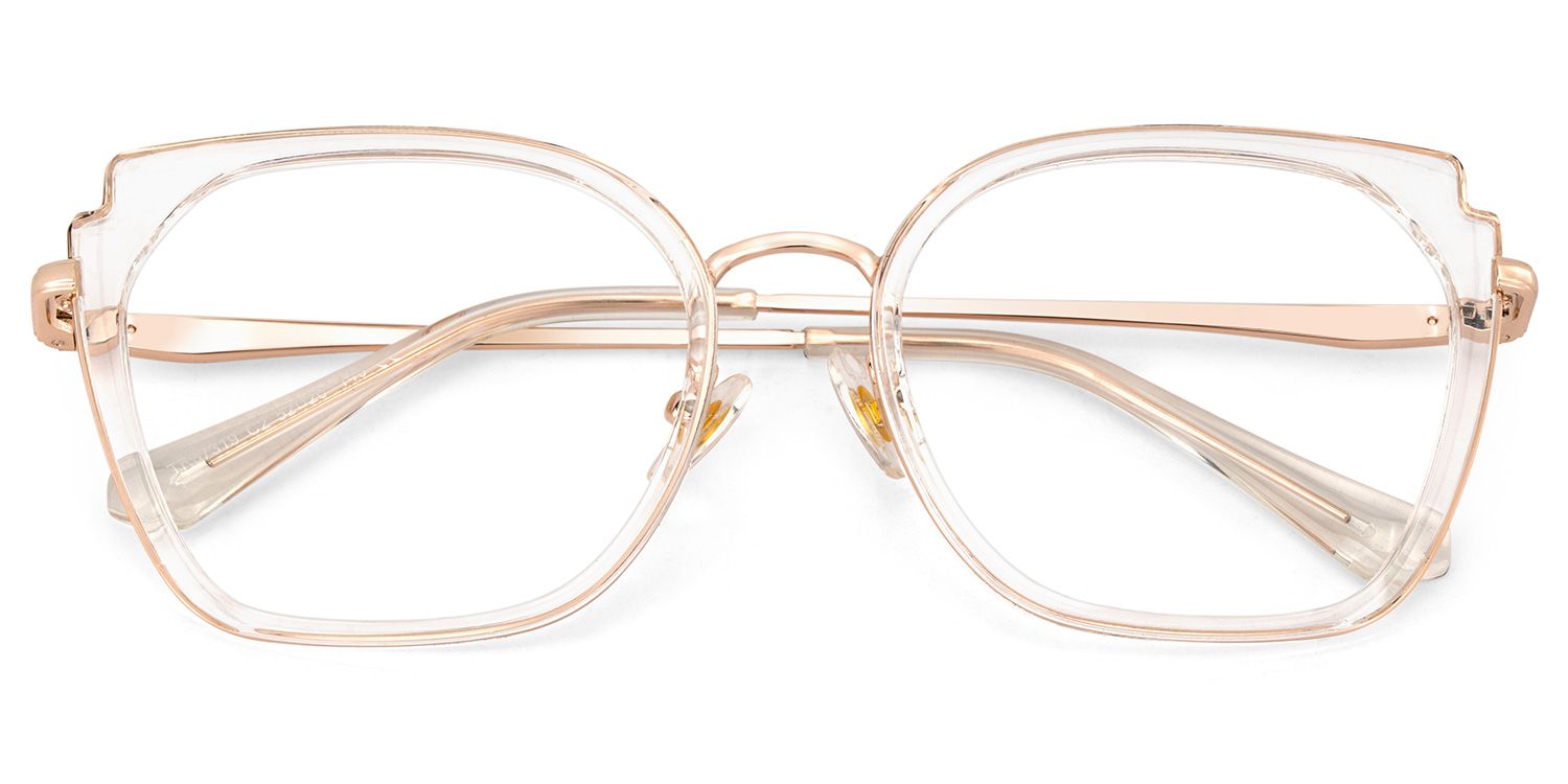 Clear Metal Frame Glasses With Wide Size For Women1