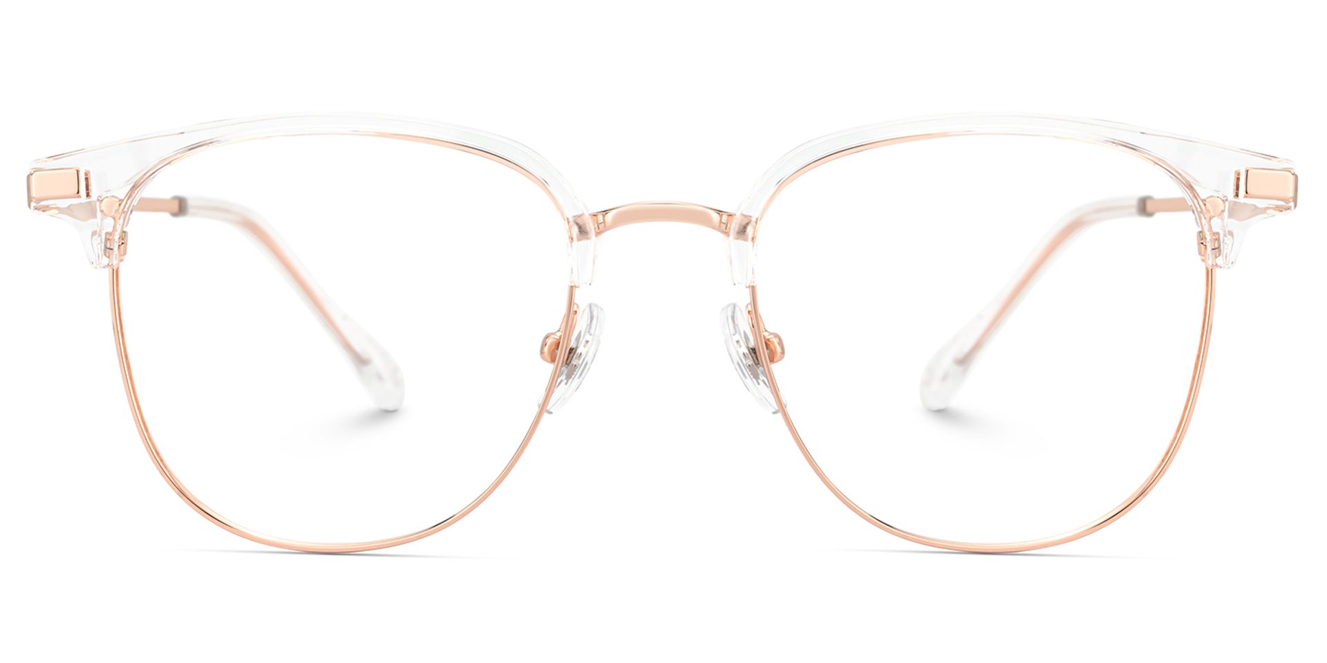 Oversized Browline Glasses With Clear and Rose Gold Color1