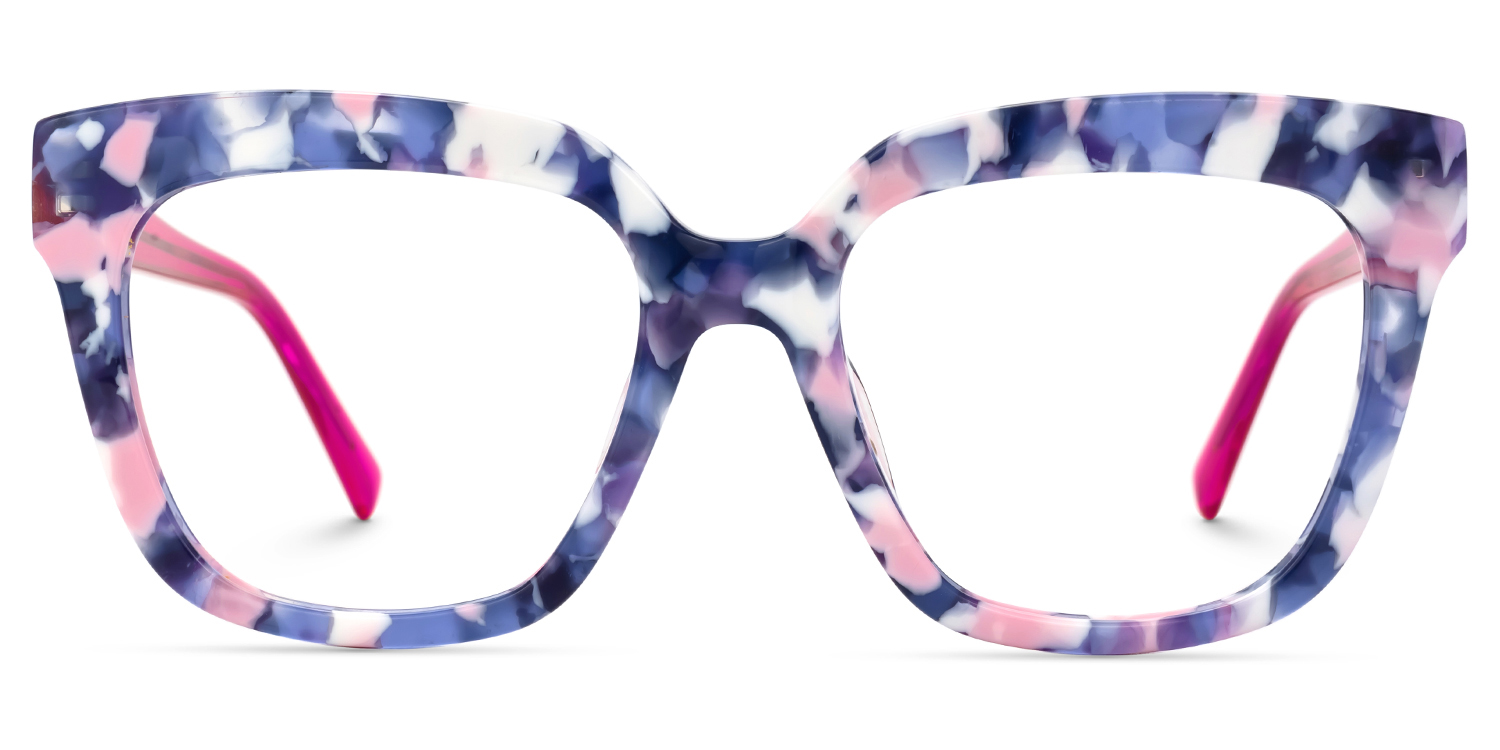 Square Blue And Pink Marble Frame Glasses1