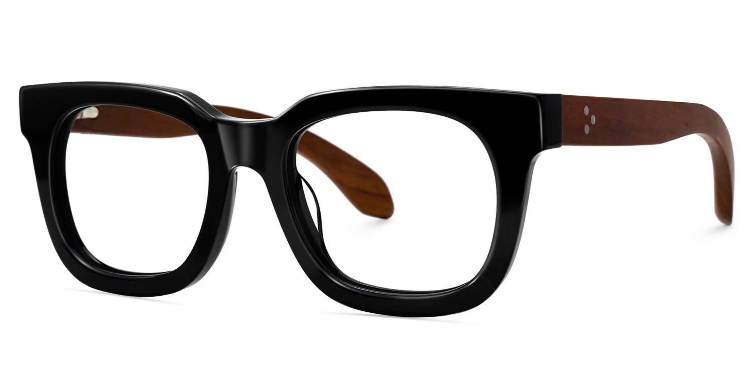 Sam Rectangle Wood Thick Frame Glasses for Men | Zeelool1