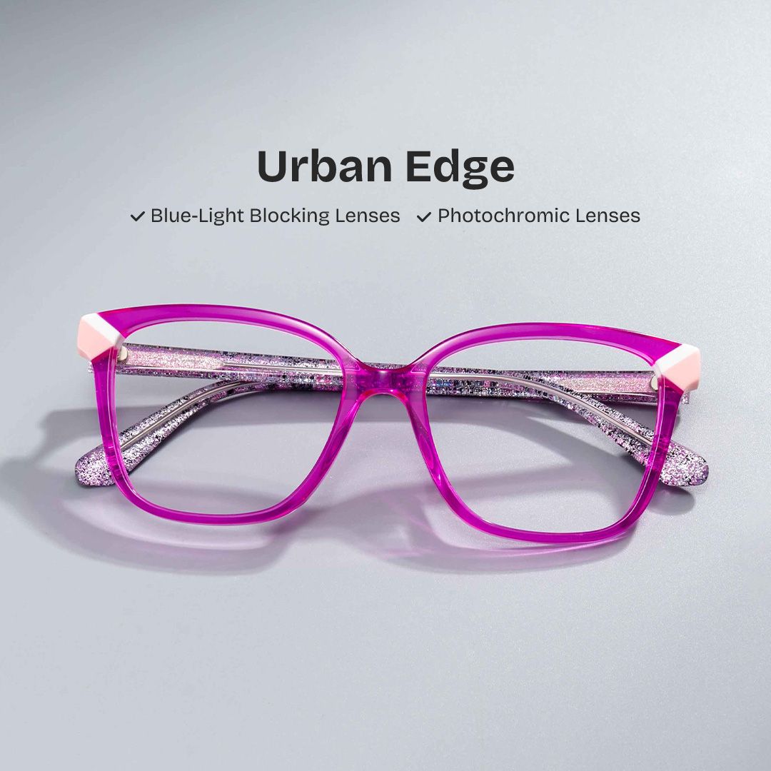 Thin Neon Pink Glasses Frame with a Square Shape0