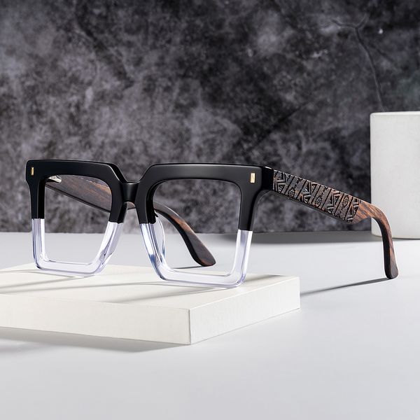 Vintage Square Frame Glasses In Black Clear Color