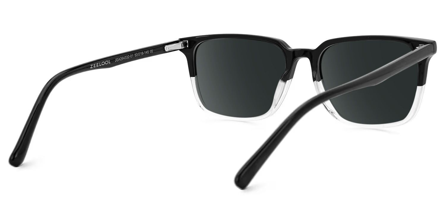 Barnhill Acetate Square Black-Clear Frame Sunglasses | Zeelool3