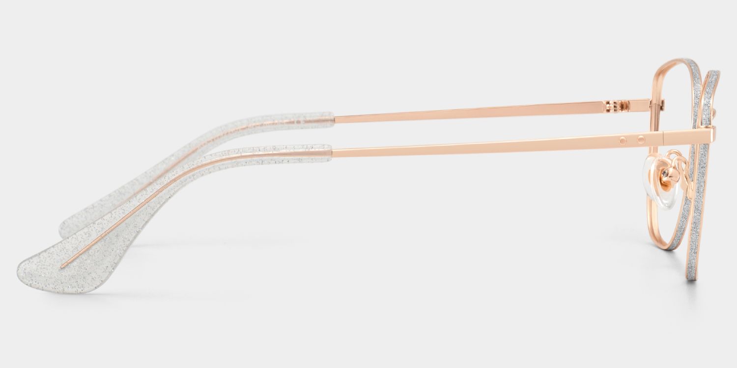 Skyler Square Rose Gold Metal Silver Glitter Glasses Frames | ZEELOOL3