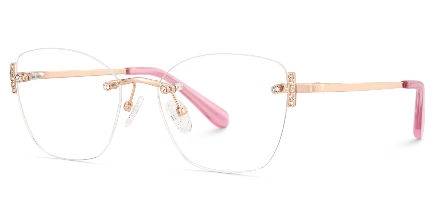 Pink Rectangle Jaxon Eyeglasses with Rimless | ZEELOOL Canada3