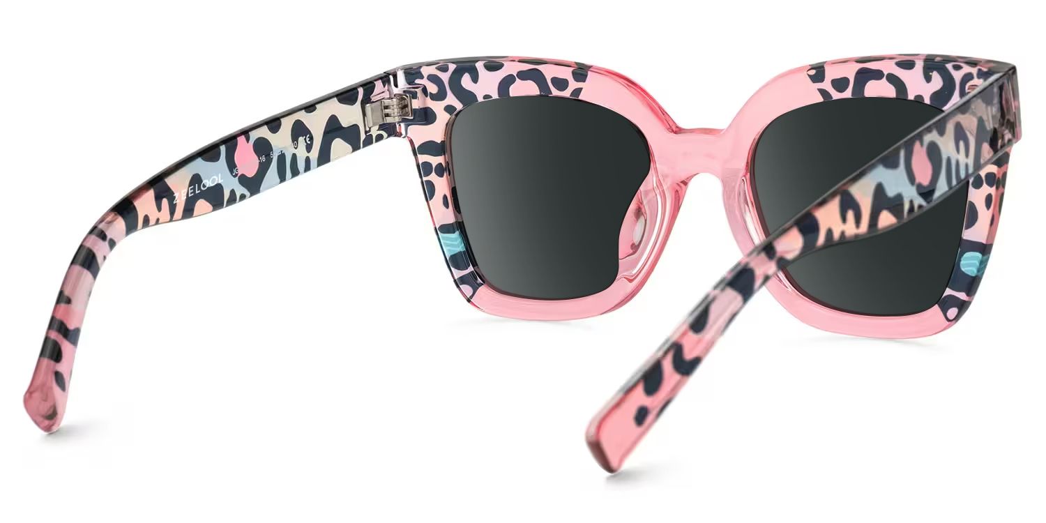 Malcolm Pink Leopard Print Sunglasses for Women Square Frame3