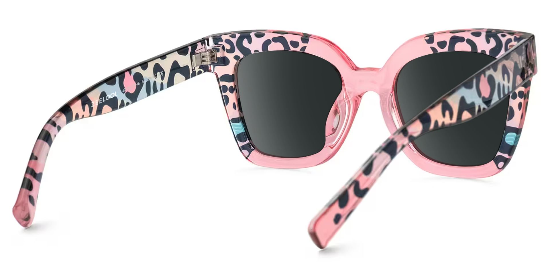 Malcolm Pink Leopard Print Sunglasses for Women Square Frame3
