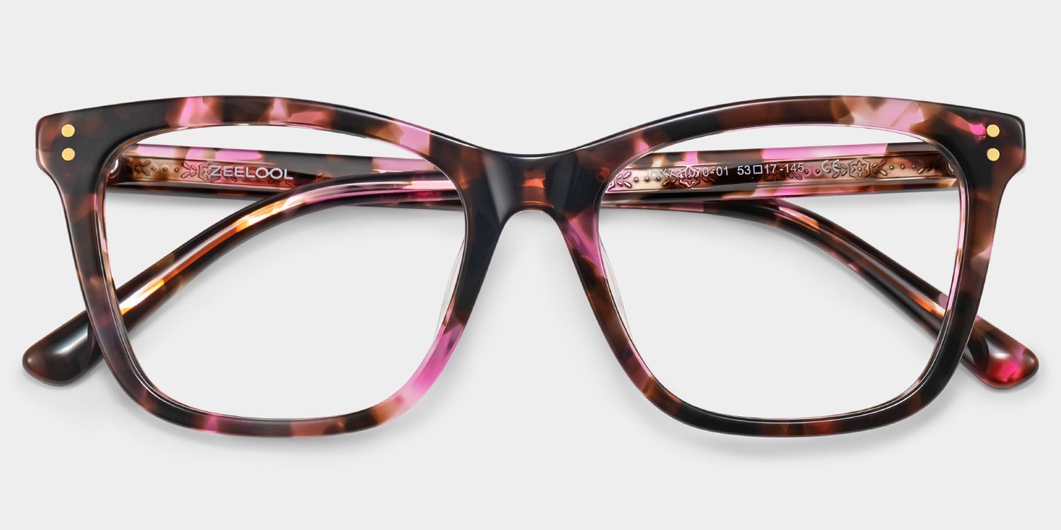 Tyler Pink Tortoise Square Eyeglass Frames with Flowers | ZEELOOL2