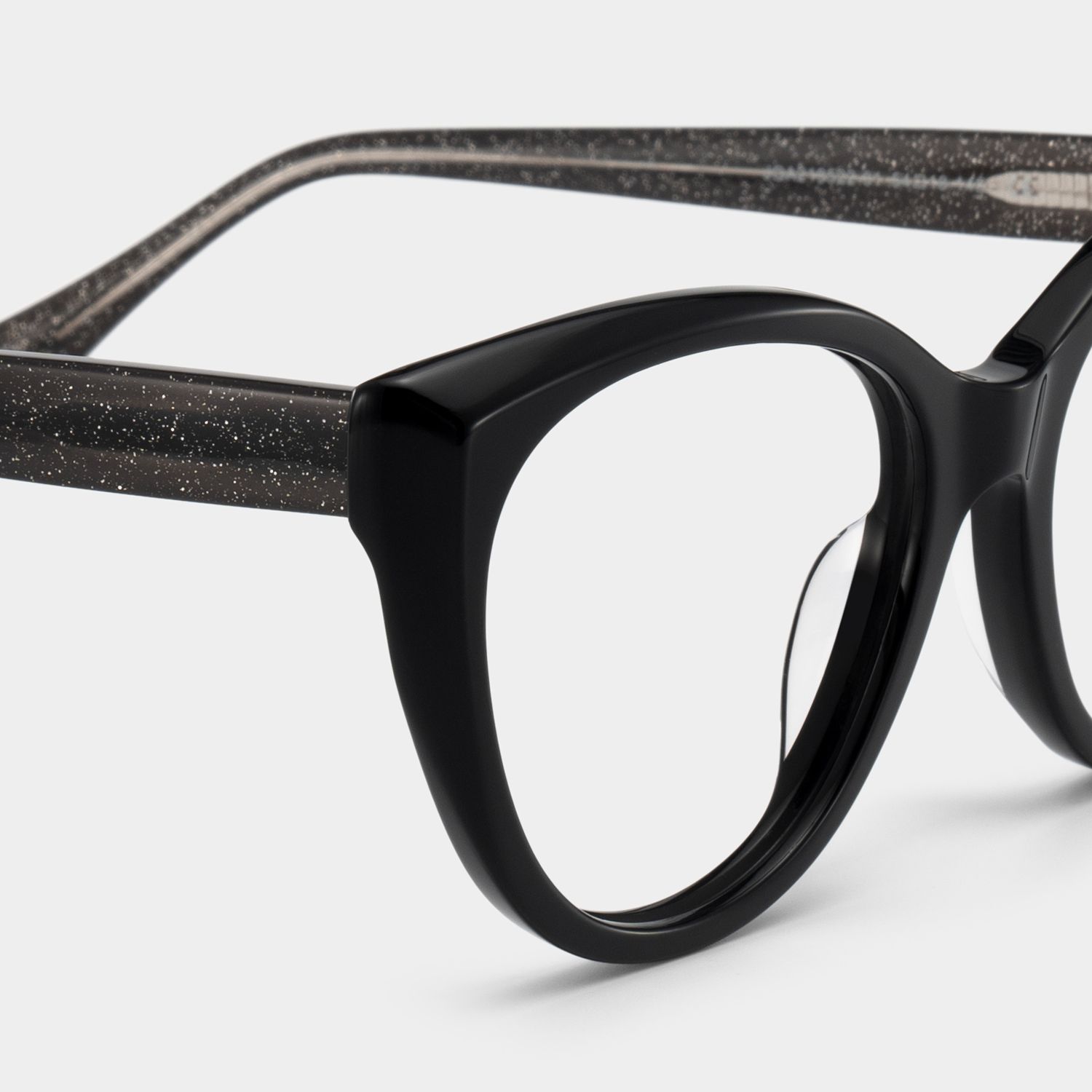 Kiera Black Cat Eye Glasses Frames in Dark Gray Glitter | ZEELOOL4