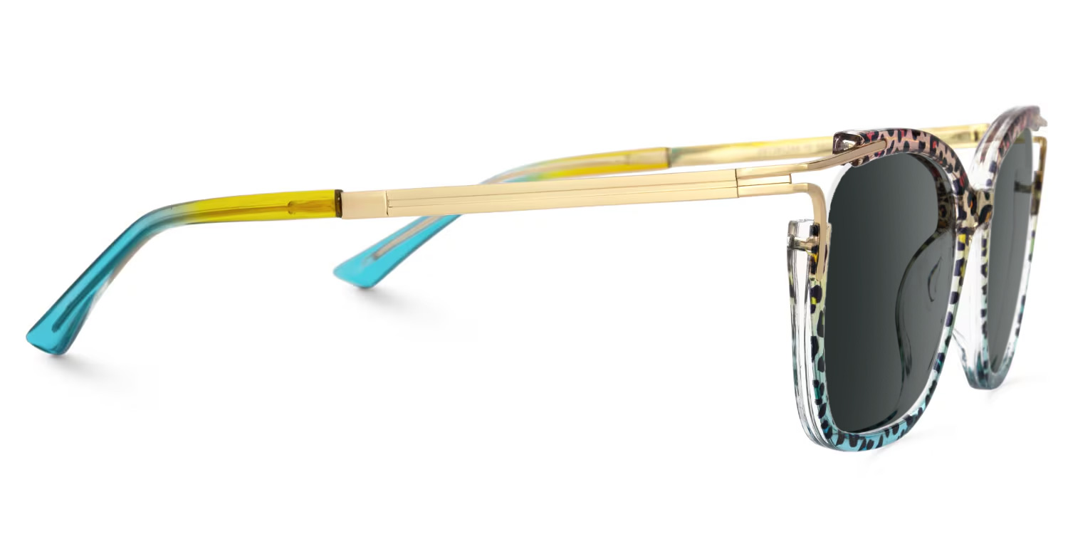 Sidibe Square Blue Leopard Glasses2