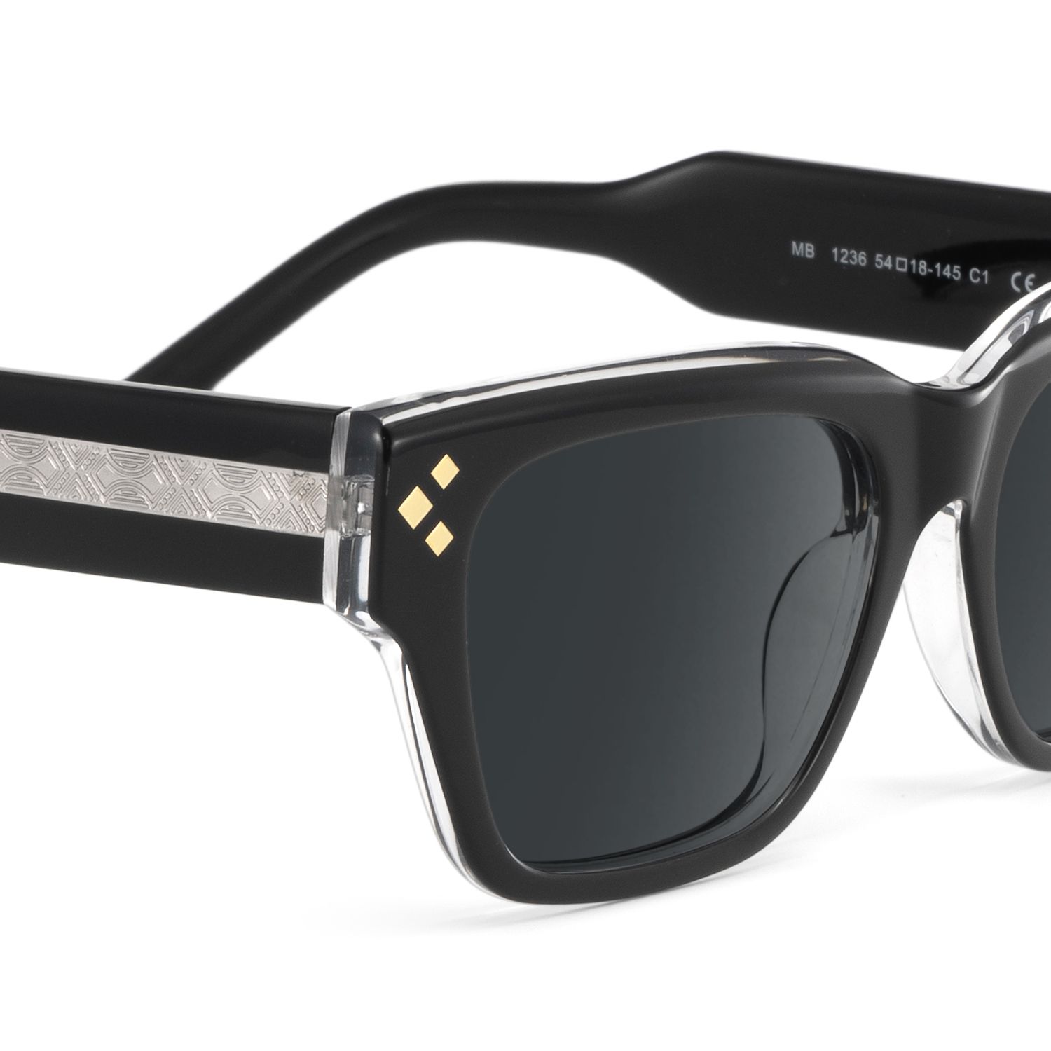 Marlowe Black Rectangle Polarized Sunglasses Online | ZEELOOL Canada4