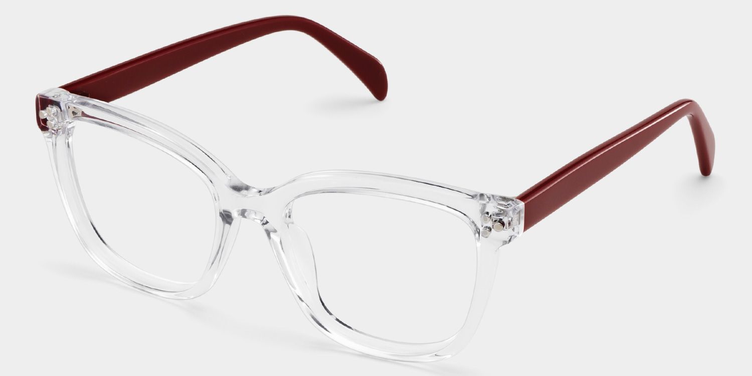 Scarlett Clear Red Frame Glasses with Square Frame Online | ZEELOOL Canada2