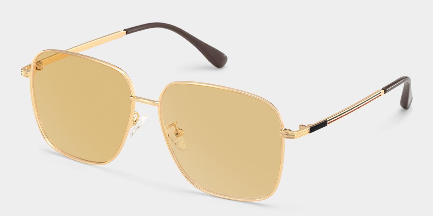 Valentina Square Sunglasses with Metal Gold Frames | ZEELOOL CA3
