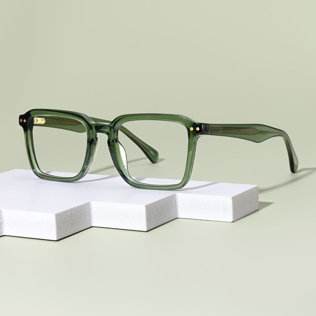 Vickerie Thin Green Glasses in Square Design | ZEELOOL Canada0