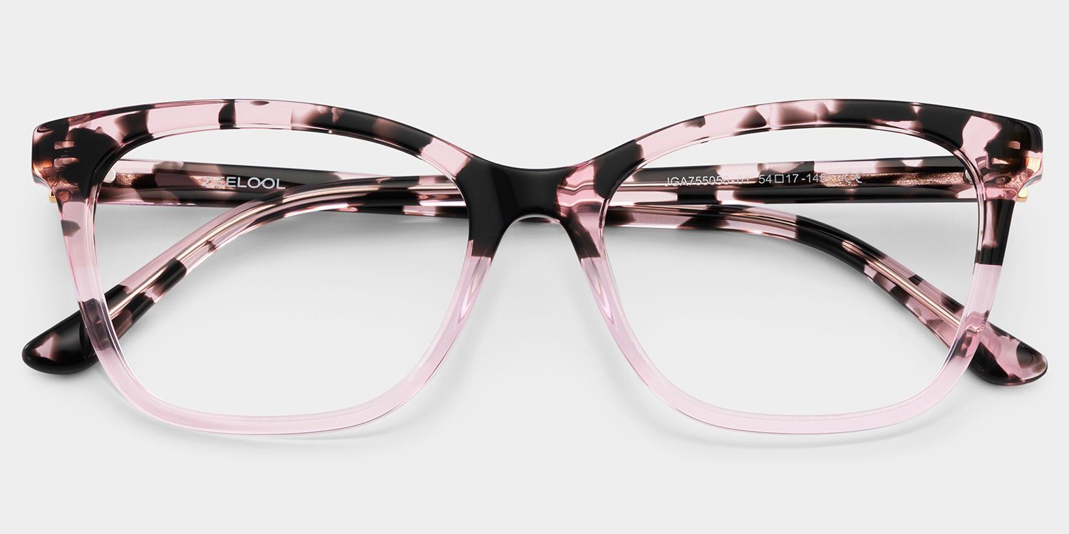 Bella Pink Petal Tortoise Rectangle Frame Glasses | ZEELOOL2