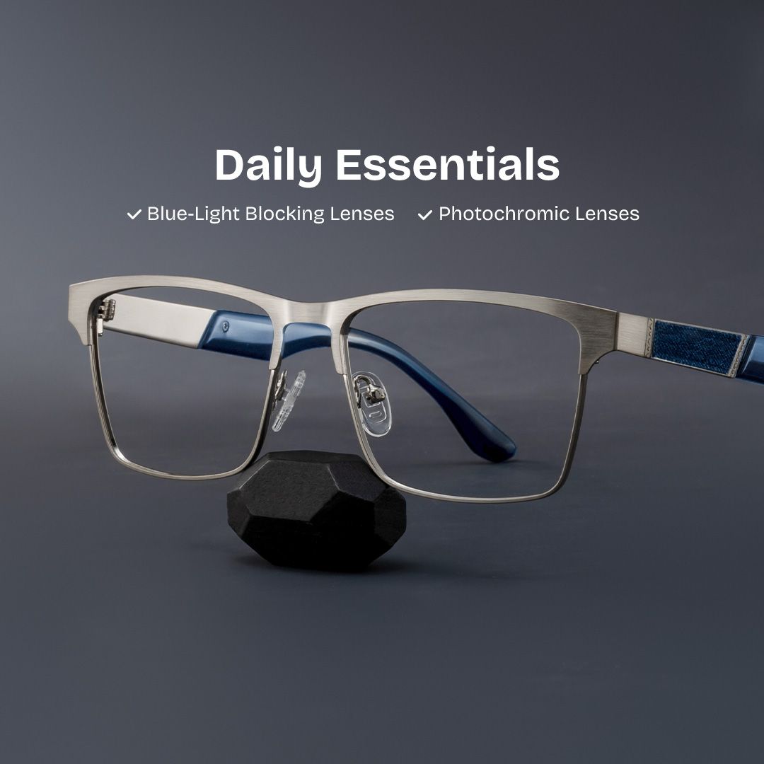 Jasper Eyeglasses in Browline Silver Frame | ZEELOOL Canada0