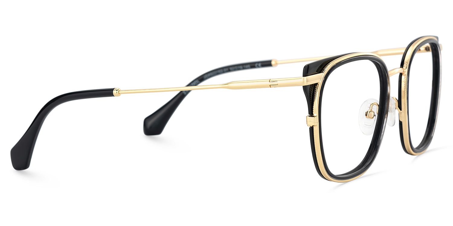 Cameron Eyeglasses in Square Black-gold Frame | Zeelool4