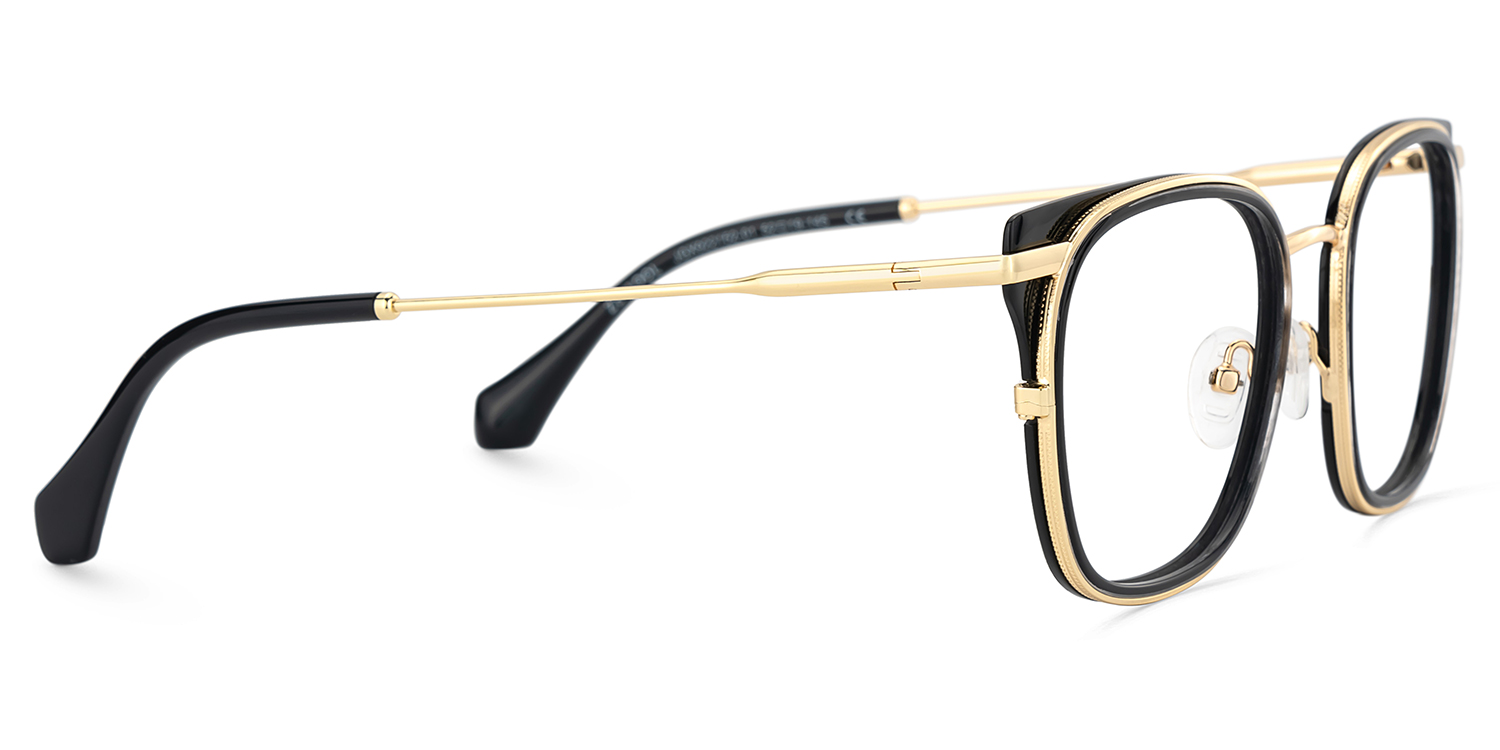 Cameron Eyeglasses in Square Black-gold Frame | ZEELOOL Canada4