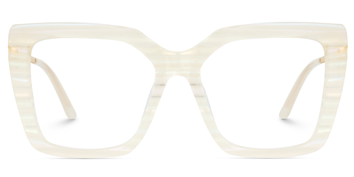 Flora Cream Frame Glasses with Square Style Online0