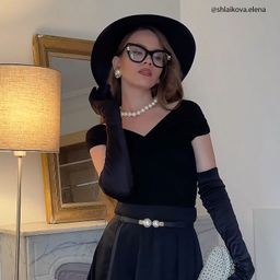 Pearl Cateye Black Glasses10