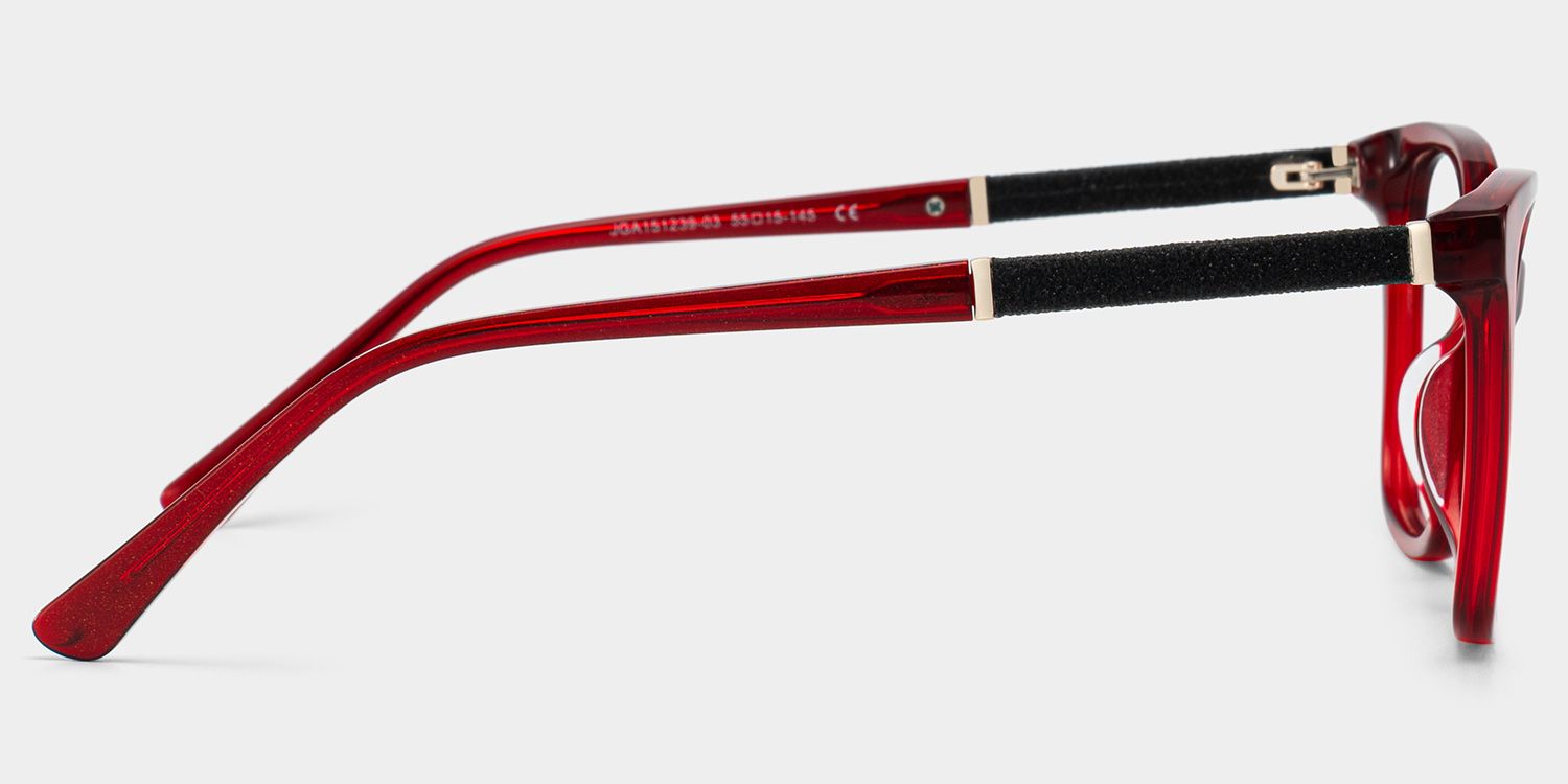 Finnian Red Square Glasses Frames with Black Glitter Fabric | ZEELOOL3