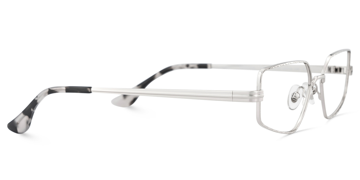 Rectangle Silver Eyeglasses- Lyle Metal Frame Glasses4