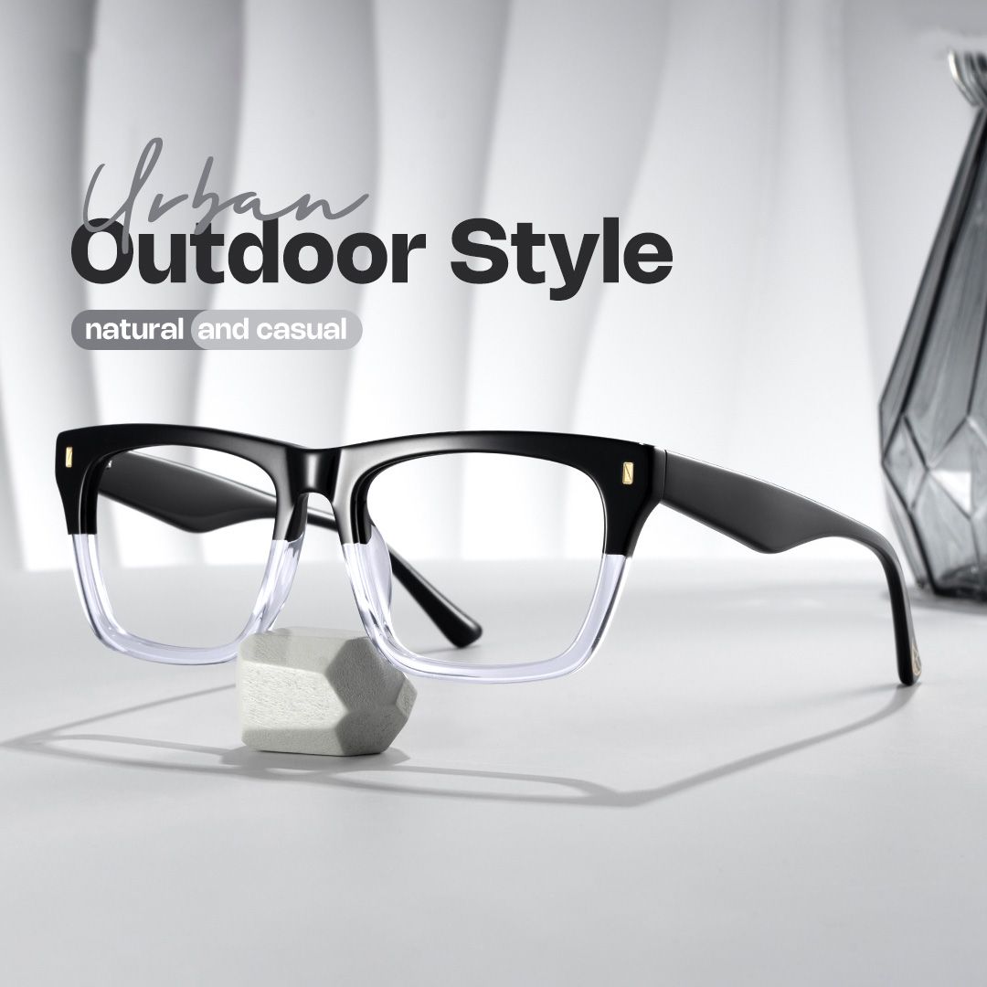 Rectangular Spectacle Frames with Brown Blue Color0
