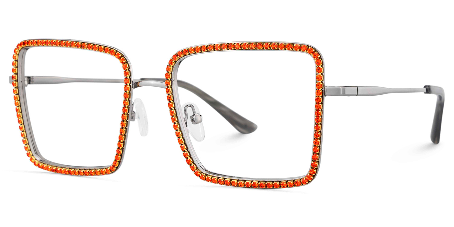 Diva Square Orange Glasses2