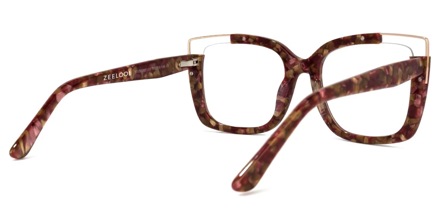 Dortch Square Dark Red-Floral Frames Glasses for Women3