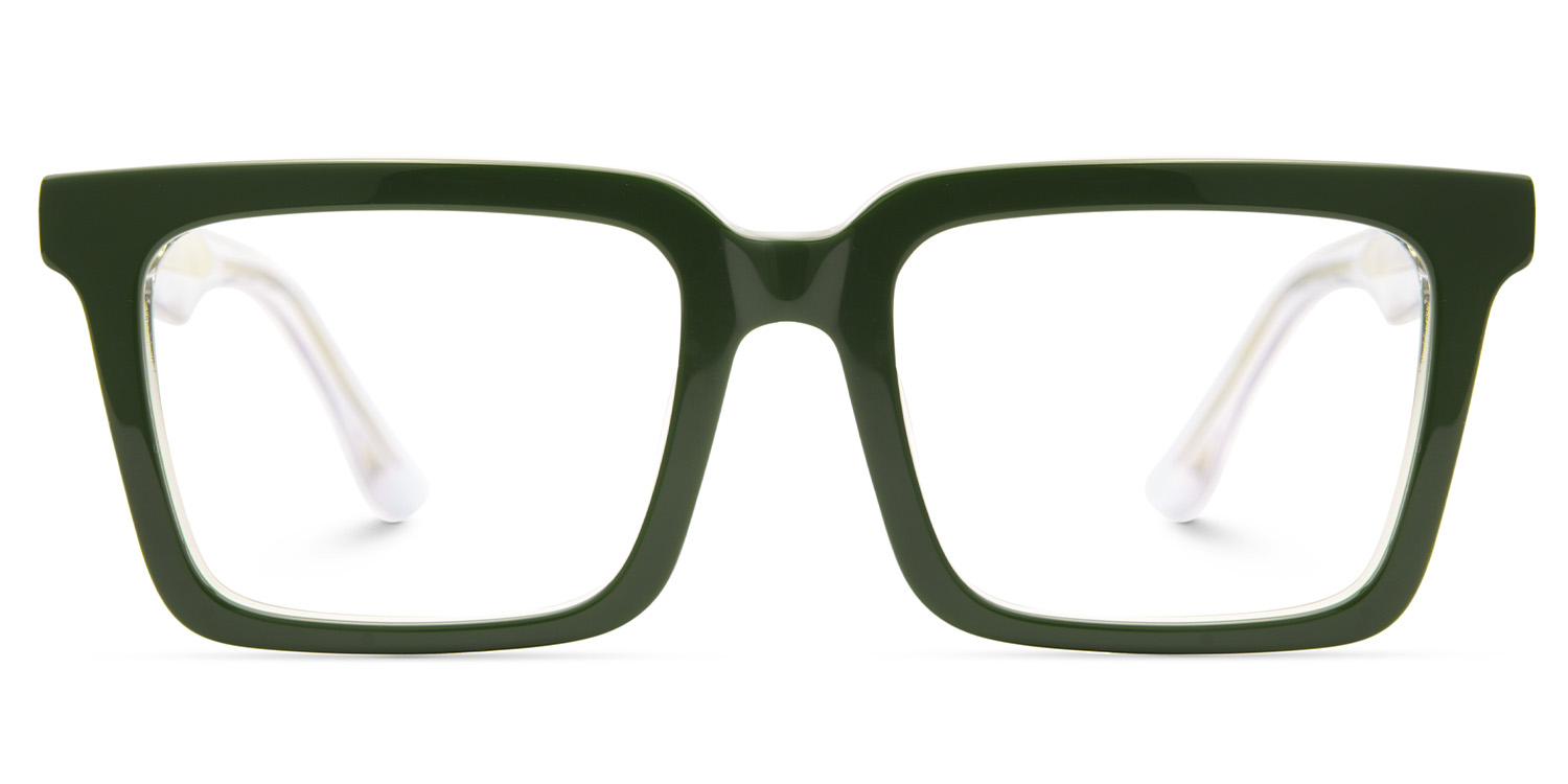 Hattie Rectangle Green Glasses1