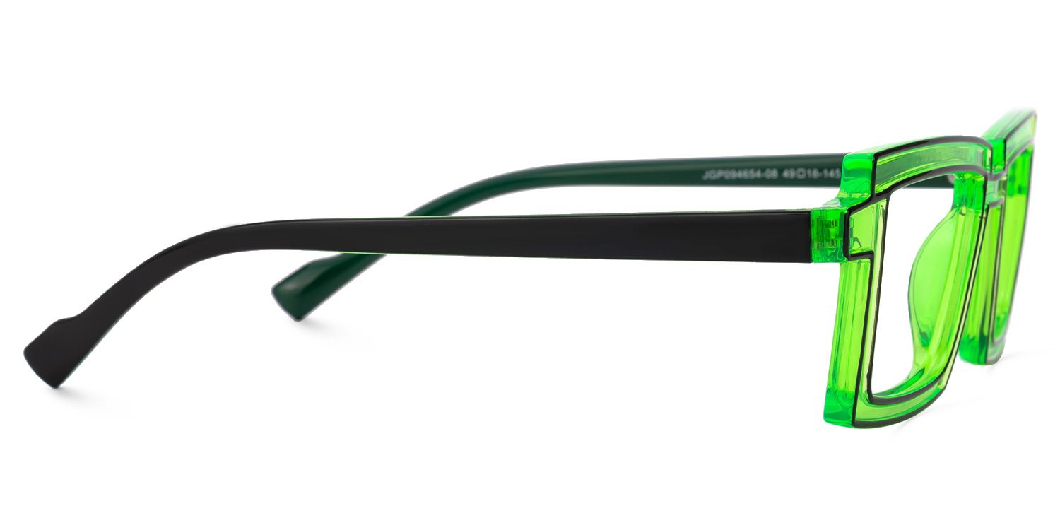 Zephyr Green Rectangle Glasses, Cyberpunk Style Frames3