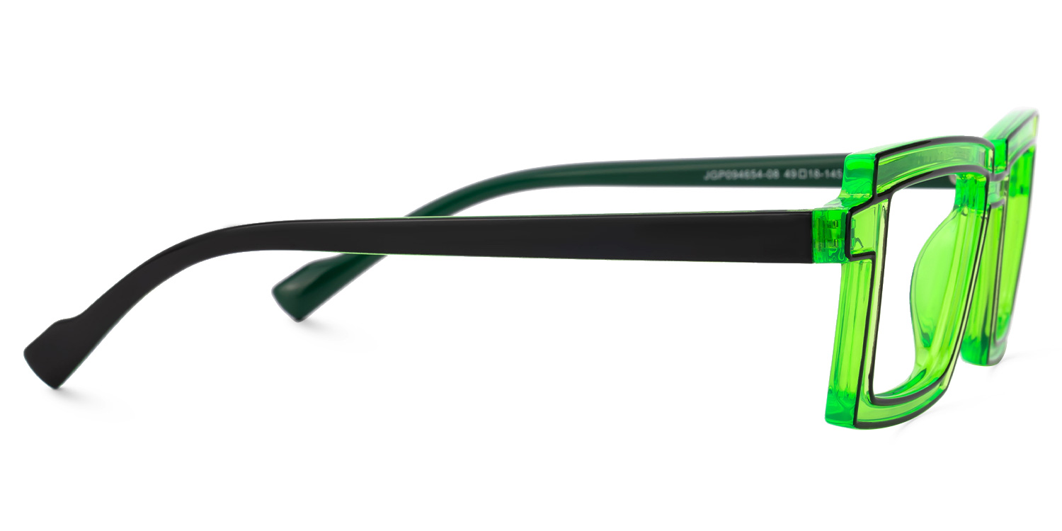 Zephyr Green Rectangle Glasses, Cyberpunk Style Frames3