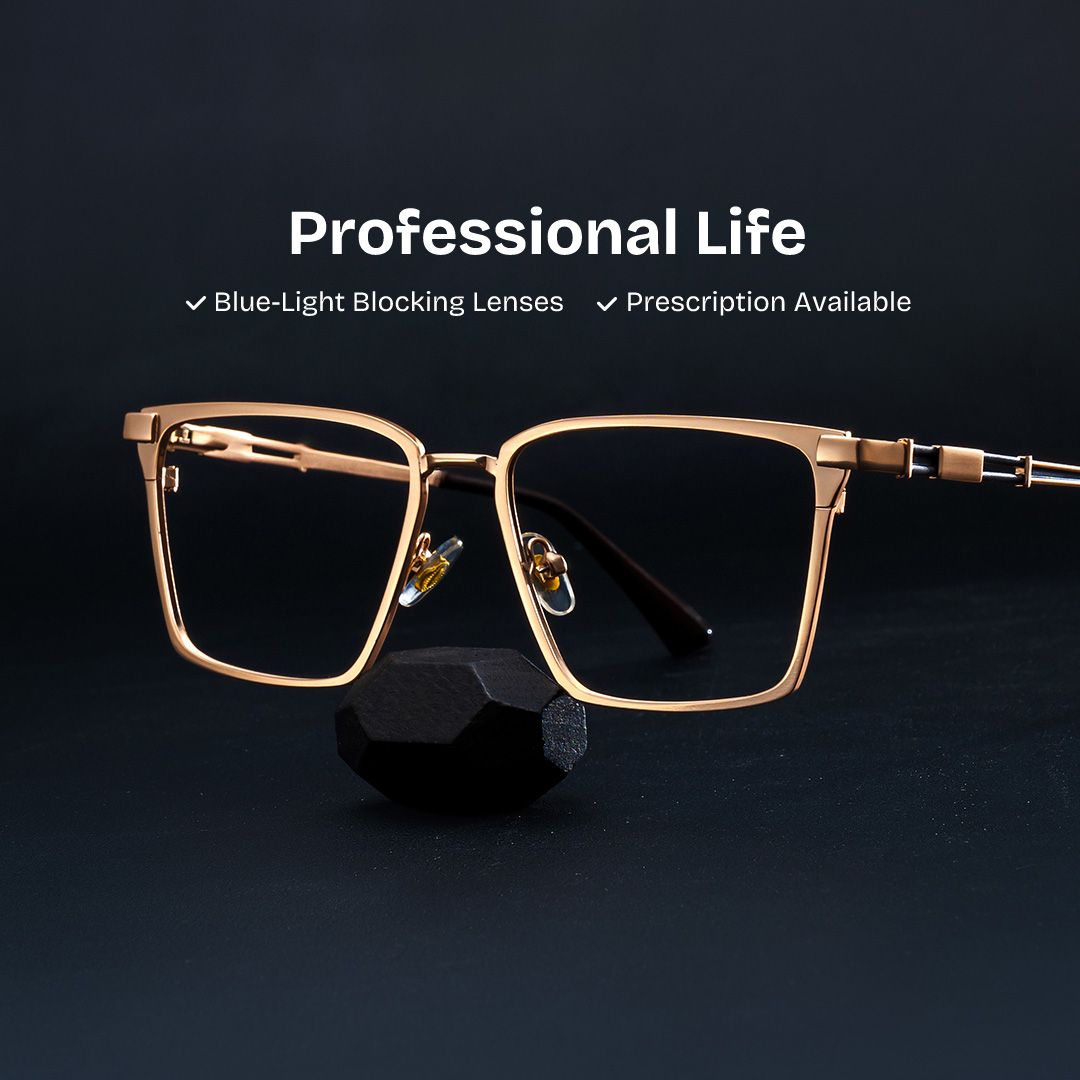 Finn Eyeglasses in Rectangle Gold Frame | ZEELOOL Canada0