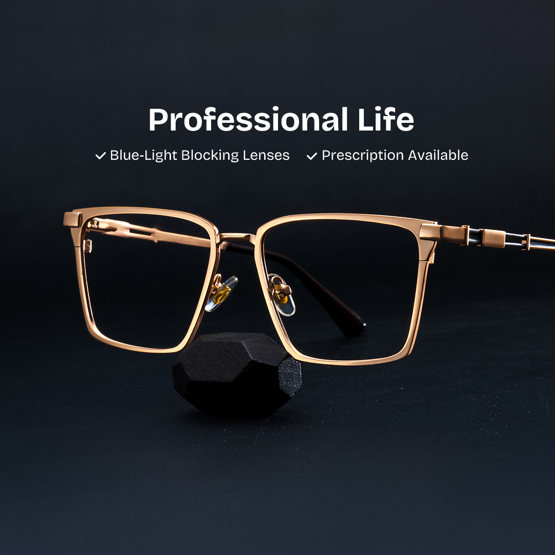 Finn Eyeglasses in Rectangle Gold Frame | ZEELOOL Canada0