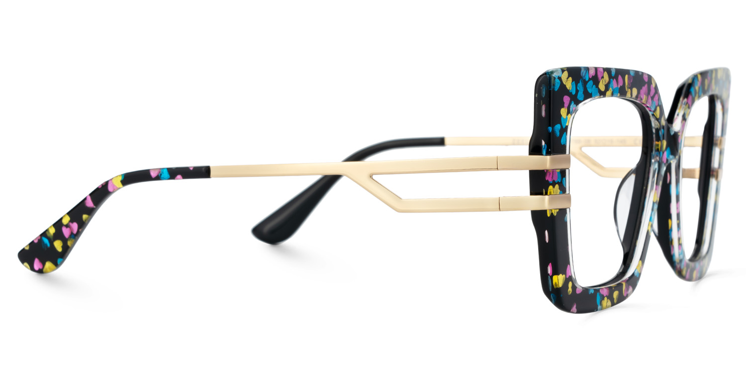 Square Frame Fashion Glasses With Colorful Shiny Heart4