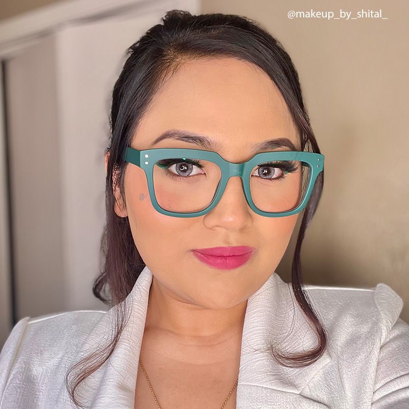 Liizbeett Square Eyeglasses with Dark Green Frames7