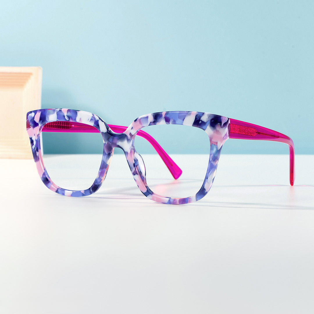 Square Blue And Pink Marble Frame Glasses0