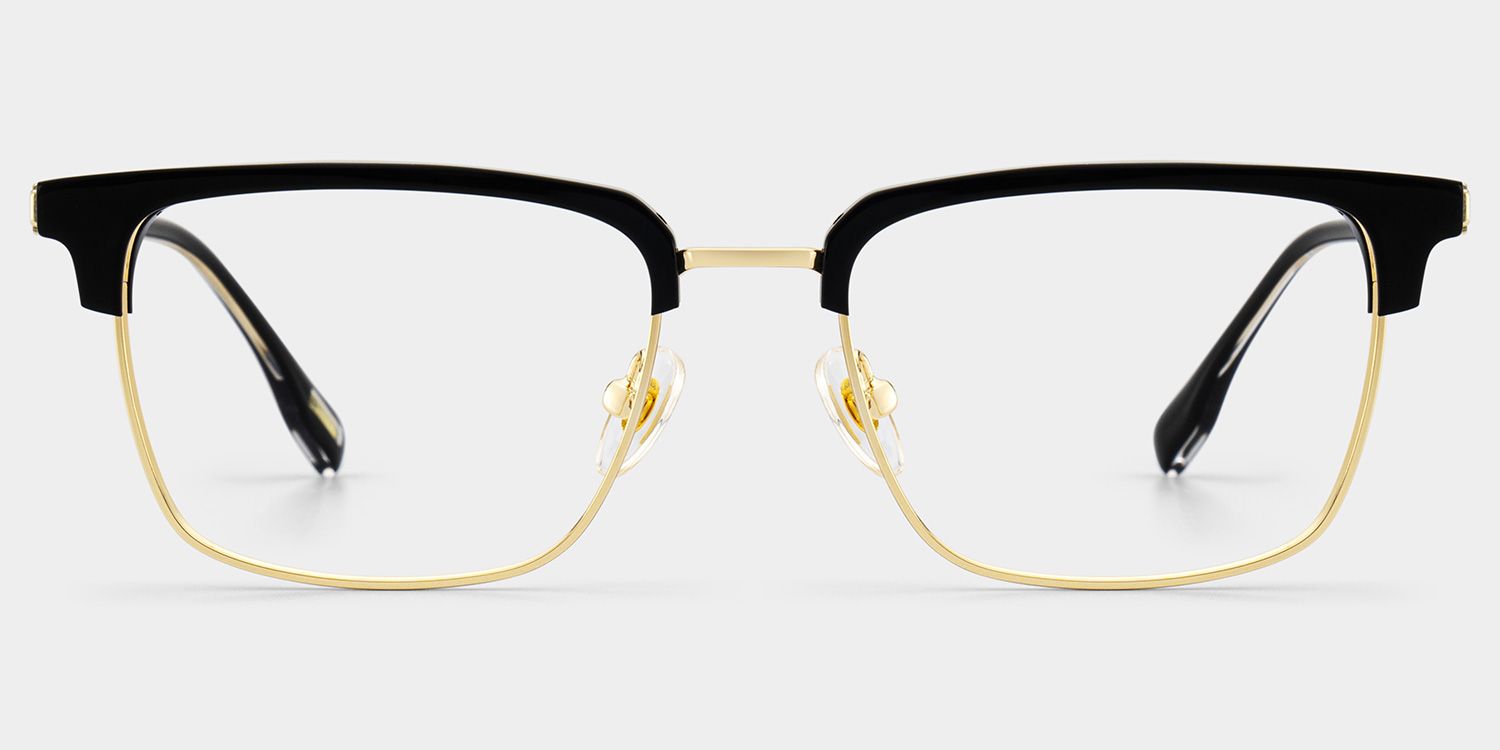 Audrey Black Eyeglasses with Gold Trim in Browline Shape | ZEELOOL CANADA1