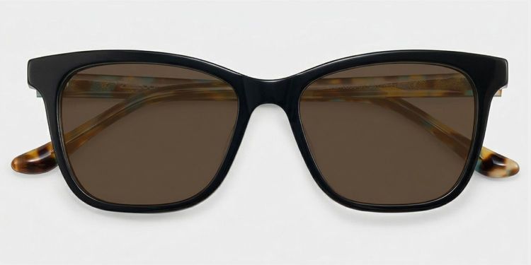 Faith Black Rectangle Sunglasses