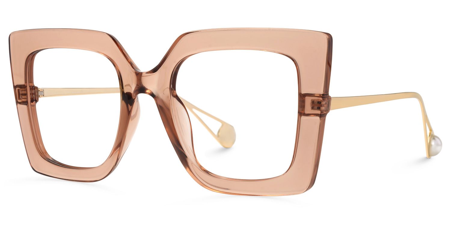 Qatar Square Beige Eyeglasses and Thick Frames1