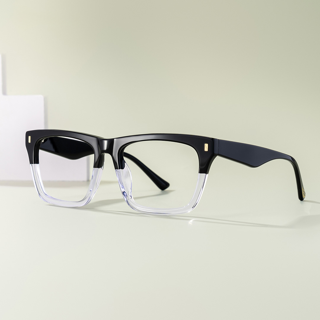 Brookins Rectangle Black Crystal Glasses0
