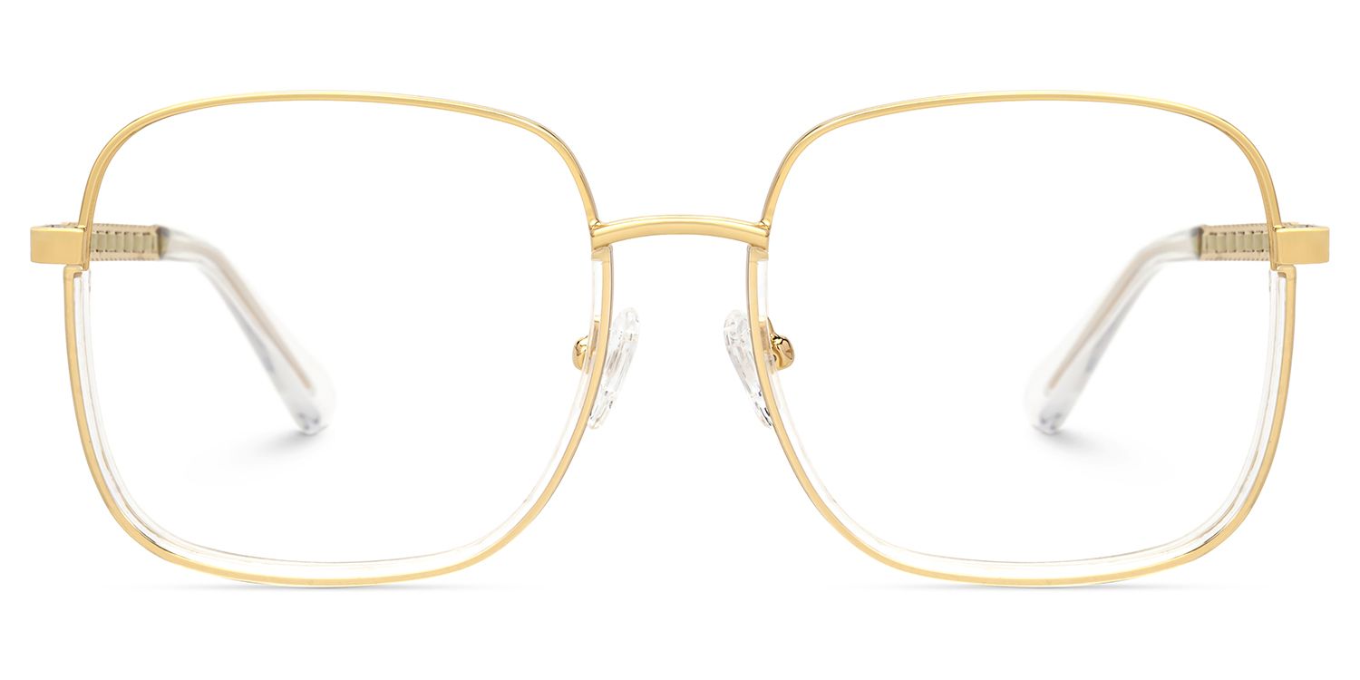 Perfecta Square Clear and Gold Prescription Glasses | ZEELOOL Canada0