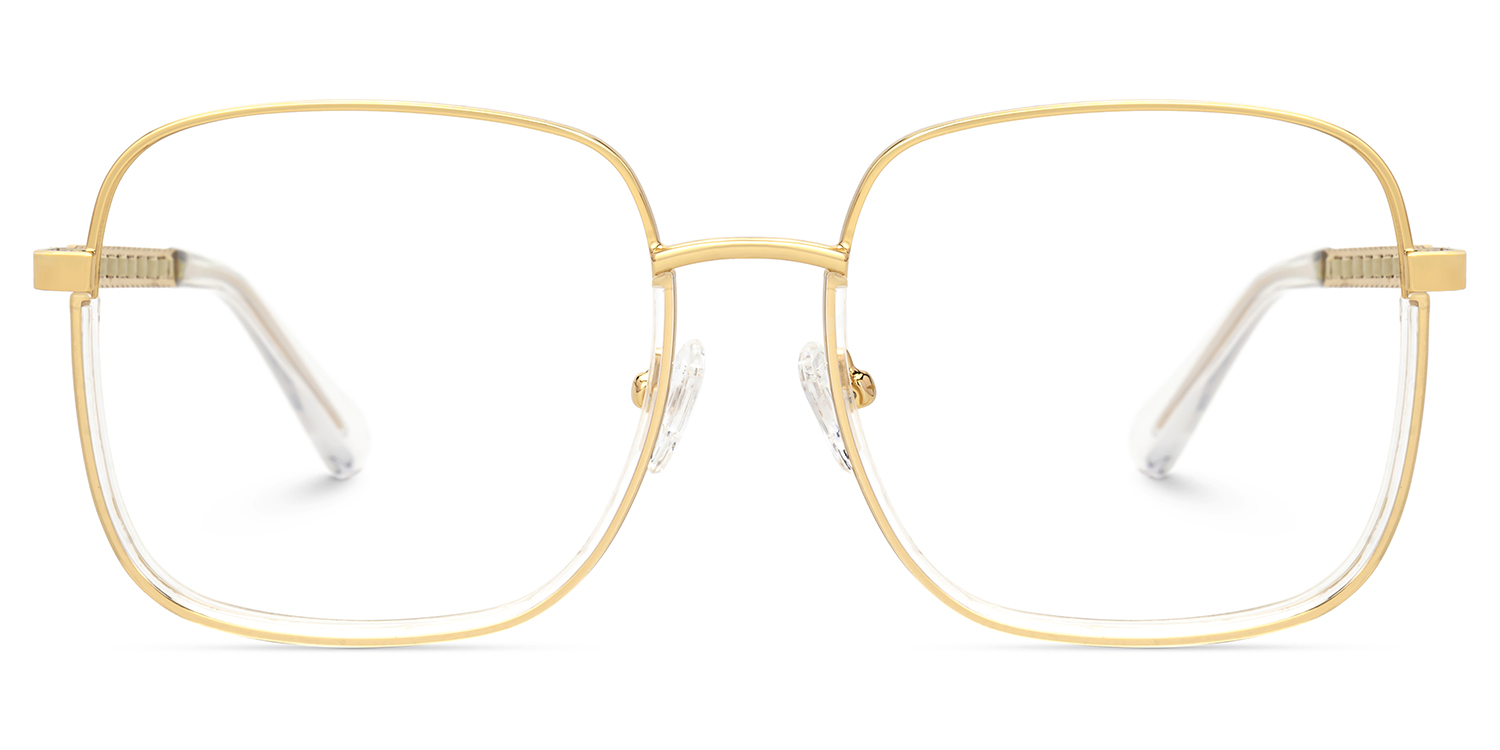 Perfecta Square Clear and Gold Prescription Glasses | ZEELOOL Canada0