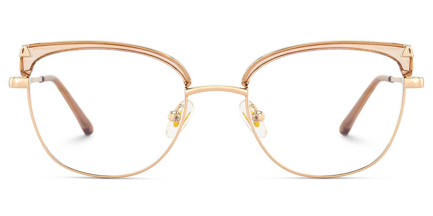 Beau Eyeglasses in Cat eye Beige Gold Frame | ZEELOOL Canada1